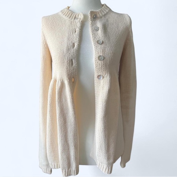 Free People Cream Cottagecore Cozycore Coquette Girl Button-Up Knit Cardigan XS - Picture 1 of 15